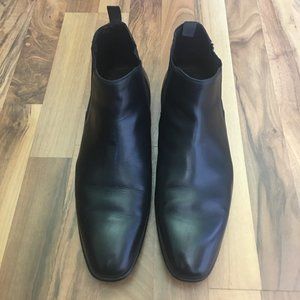 ZARA  BLACK LEATHER ANKLE BOOTS